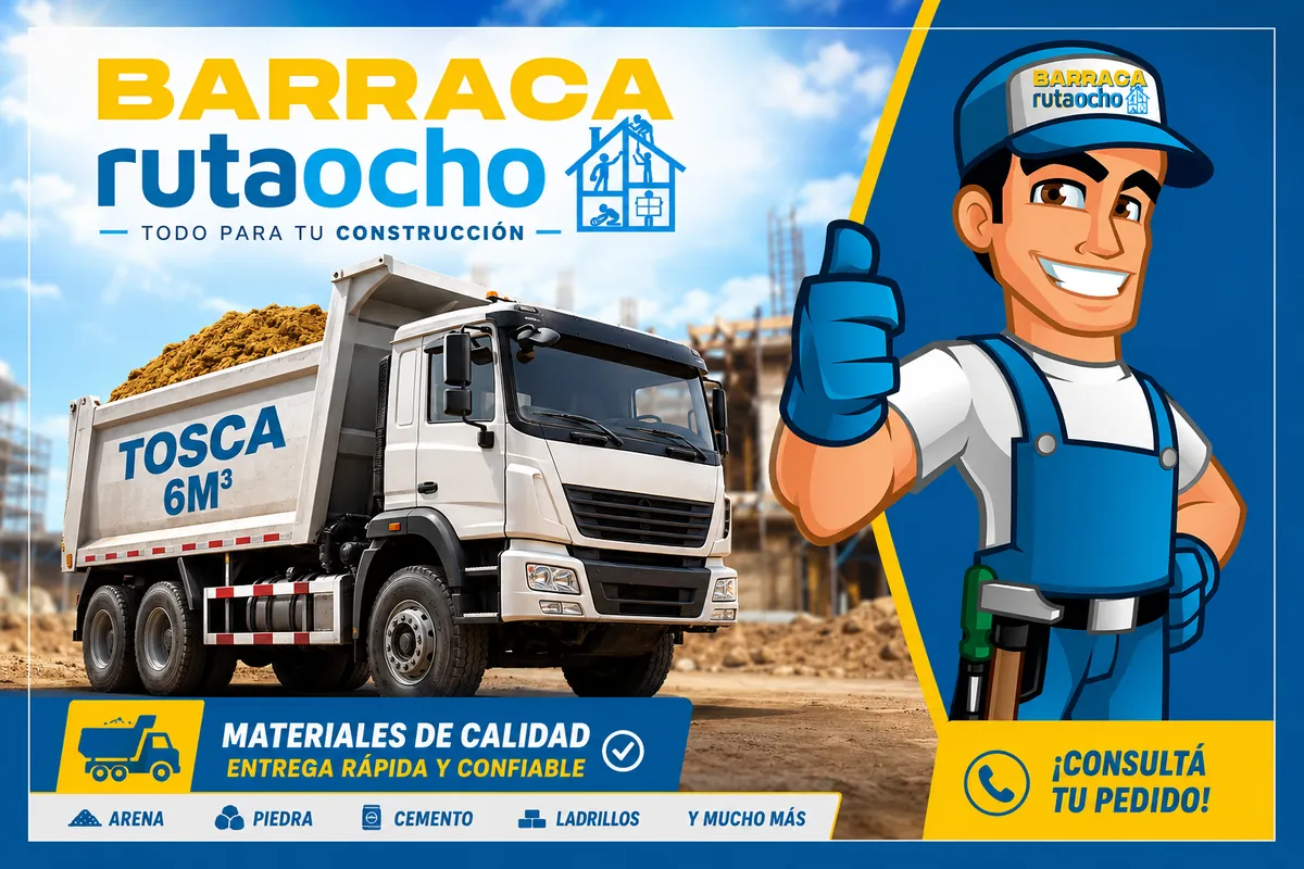 Arena, pedregullo y tosca en Barraca Ruta 8